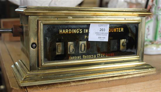 Brass steam engine stroke counter